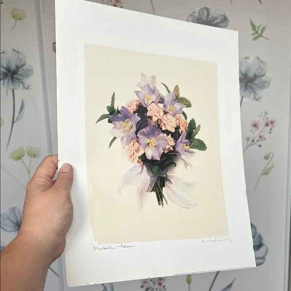 Floral Art Print with Pastel Flowers - Picture 3 of 9